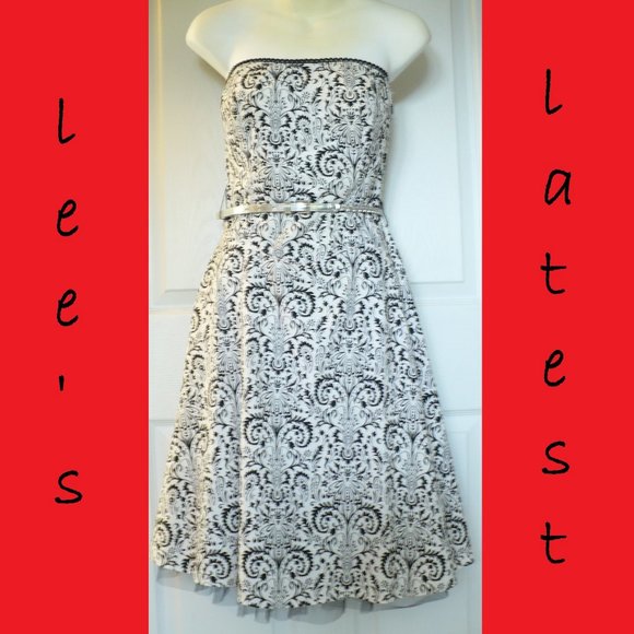 Ruby Rox Black & White Strapless Retro Dress Sz 5 - Picture 1 of 8